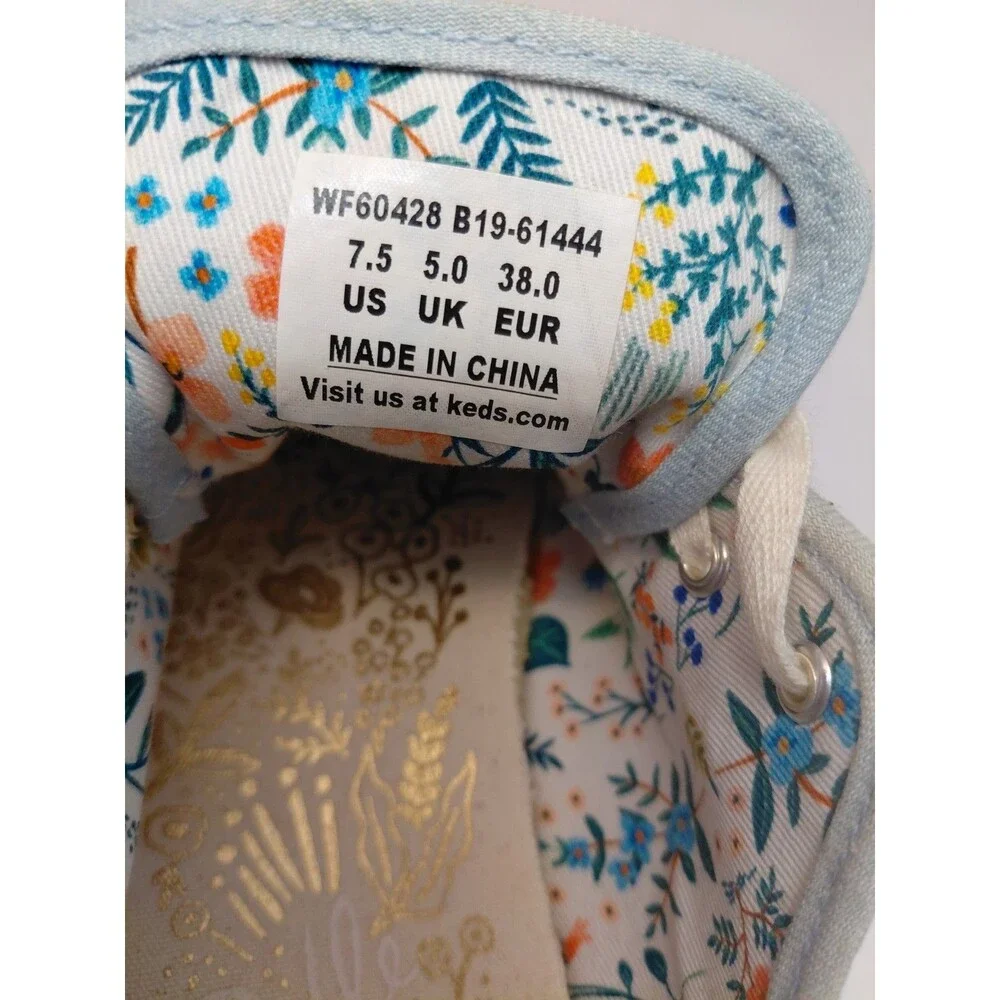 Keds X Rifle Paper Co. Platform Embroidered Lt Blue Sneakers Women’s Sz. 7 5